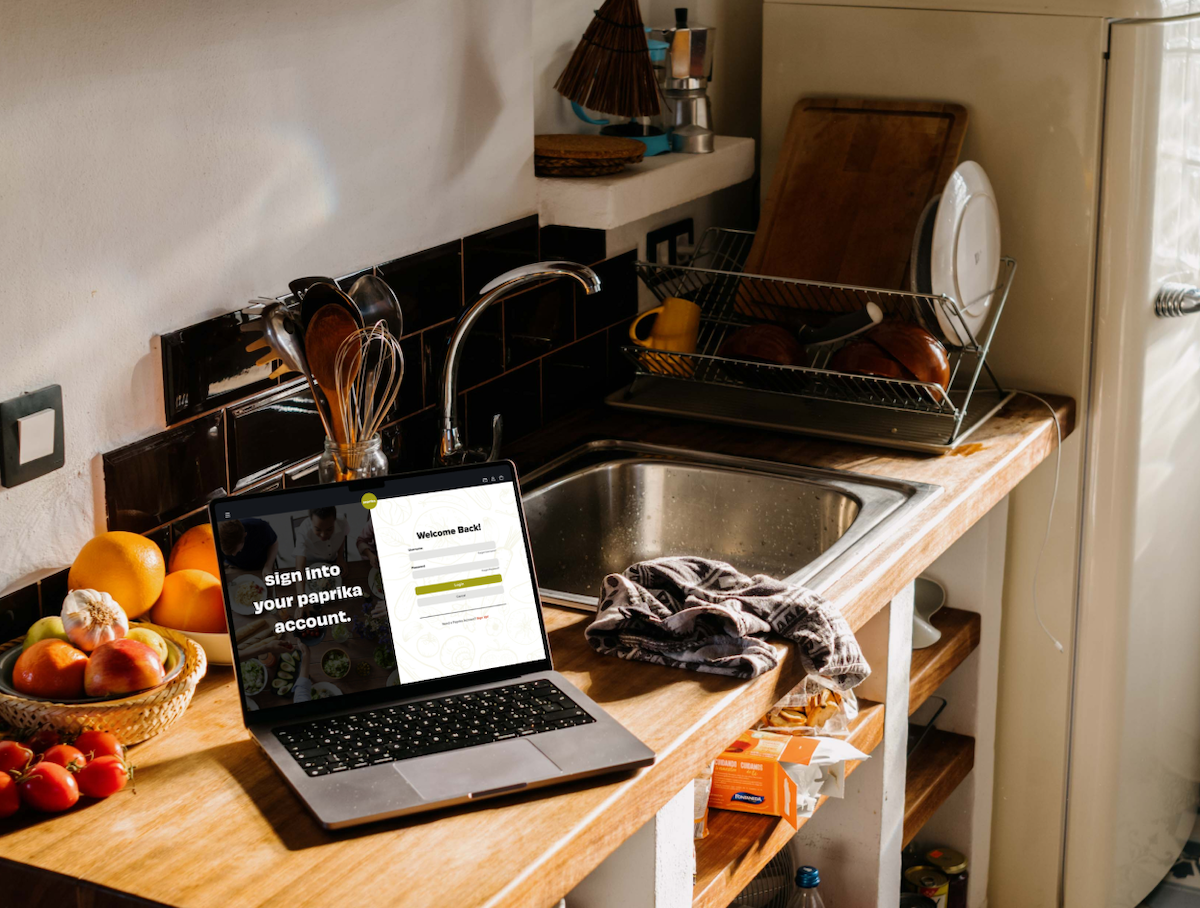 Paprika Laptop Screen on Countertop.